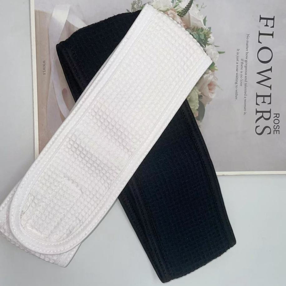 Waffle weave cotton sports headband, makeup hairband, sweat-absorbing adjustable Velcro headband for yoga, running, and fitness