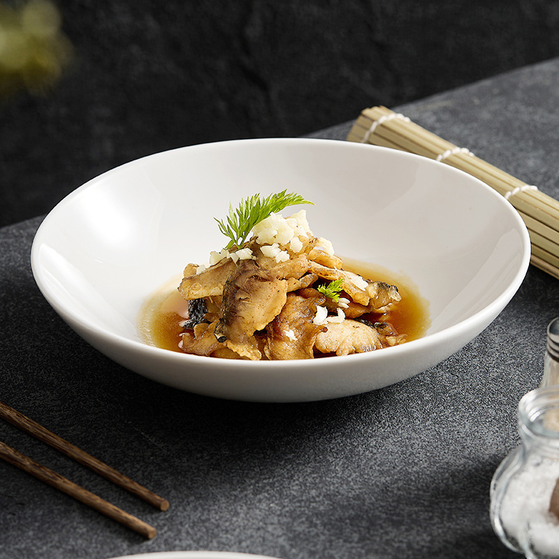 Chinese-Style High-End Minimalist Exquisite Light Luxury Elegant Bowl Wholesale Household Ceramic Round Bowl Hotel Kitchen White Restaurant Bowl