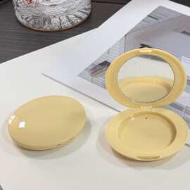 小鸡黄鹅黄色椭圆异形粉饼盒单格腮红盒源头厂家彩妆包材可印logo
