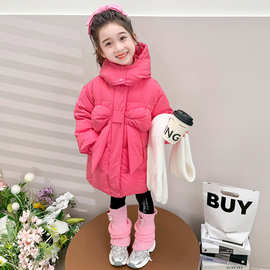 女童白鸭绒羽绒服冬季2025新款洋气女宝宝中长款冬装儿童保暖外套