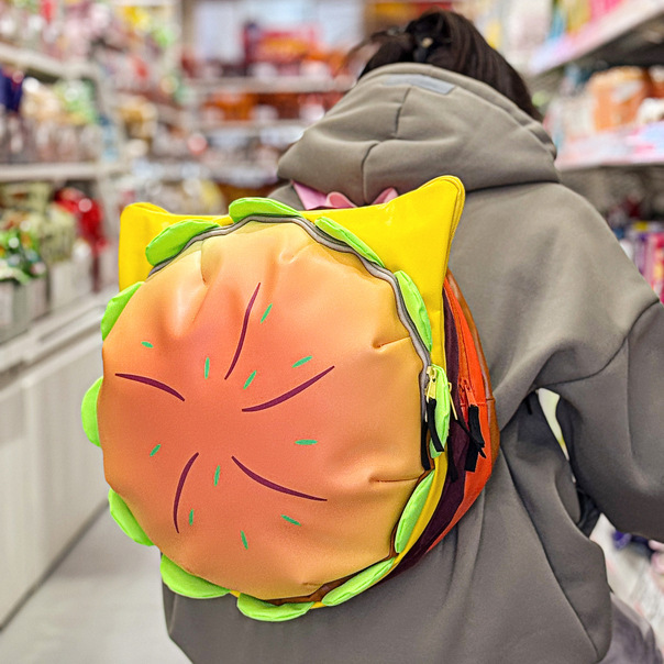 Ins New Popular Same Style Cartoon Cheese Cute Versatile Student School Bag Burger Large Capacity Multi-Layer Backpack