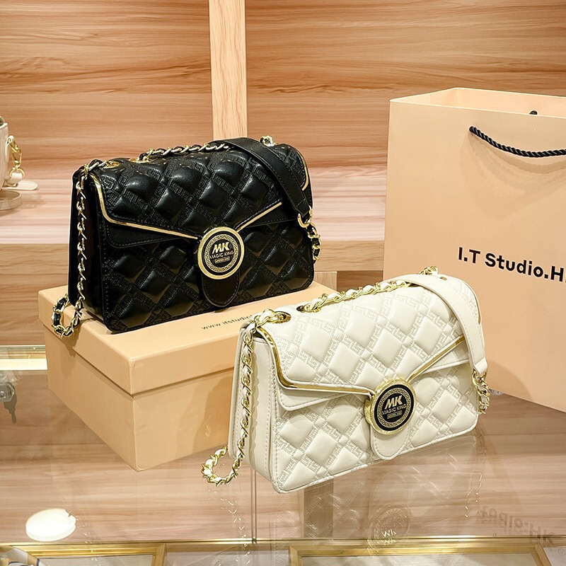 Magickingmk Women's Bag Quilted Chain Bag Women's Small Square Bag Genuine Leather Shoulder Crossbody Bag Versatile Quilted Bag