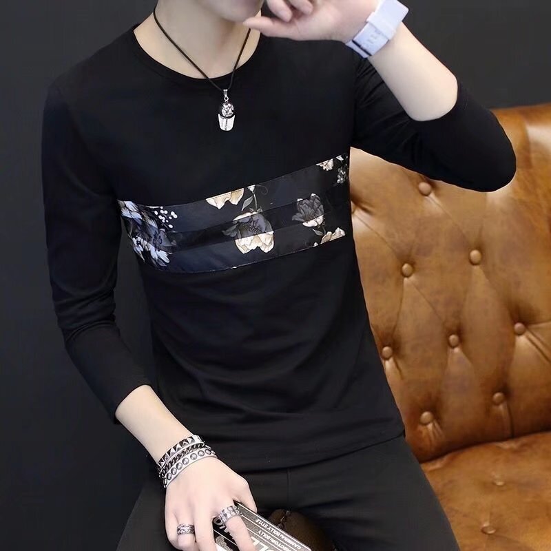 Long-sleeved T-shirt Men's Spring and Autumn New Couple Printed Top Casual Solid Color Trendy Brand Korean Slim-fit Inner Base Shirt Long-sleeved T-shirt Men's Spring and Autumn New Couple Printed Top Casual Solid Color Trendy Brand Korean Slim-fit Inner Base Shirt
