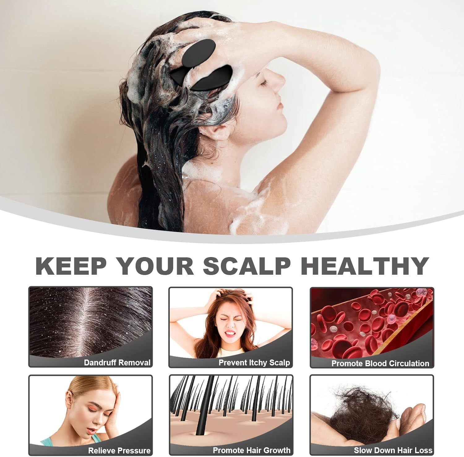 Silicone Scalp Massage Brush Head Cleaner Shampoo Comb Soft Baby Silicone Shampoo Brush Portable Hair Washing Tool