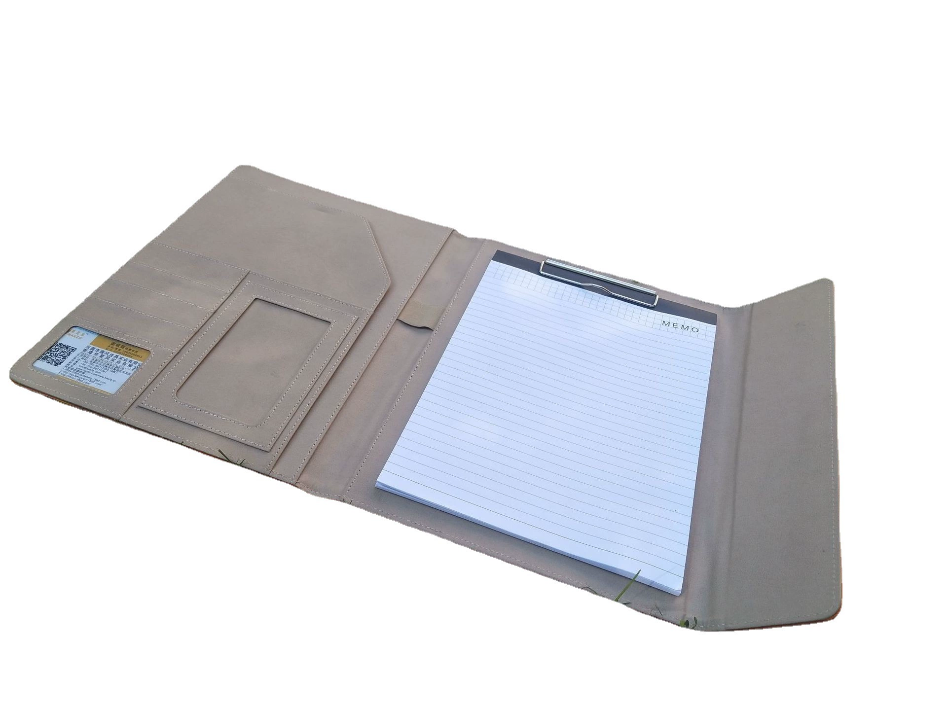 Factory custom A4 leather folder three -fold folder PU leather manager clip sales contract folder