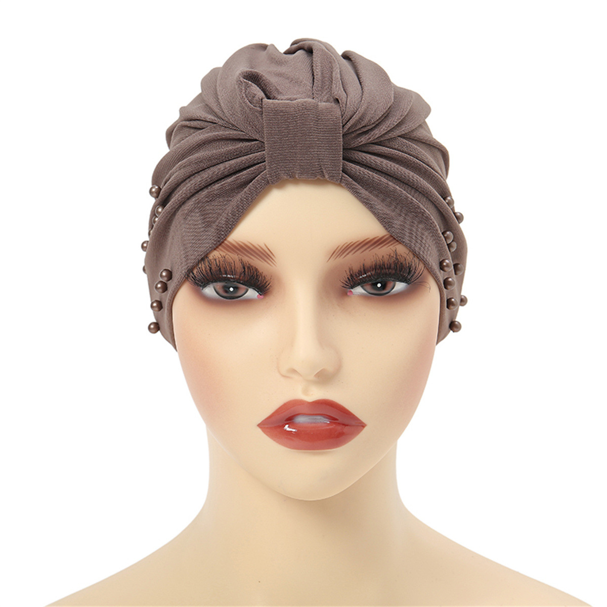 Jauna, ar kristāla linu rotāta, musulmaņu, vienkrāsaina, vienkārša turbāna cepure ar pērlītēm noliktavā_voghion.com