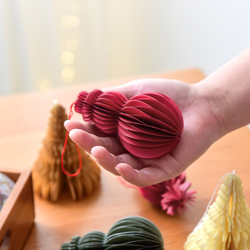 NUCHI圣诞装饰品折纸蜂窝球挂件创意雪人圣诞球ins挂饰圣诞树吊饰