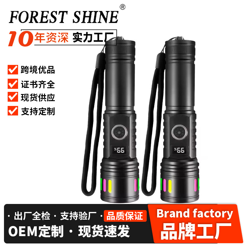 Nuevo tipo de linterna de luz fuerte transfronteriza luz de emergencia multifuncional al aire libre láser blanco luz de iluminación ultra brillante luz de reflector impermeable