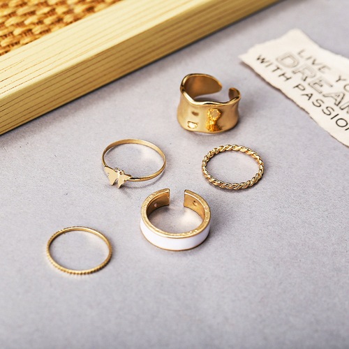 European and American cross-border ring combination 10 pieces moon stars leaves love rhinestone joint ring set wholesale