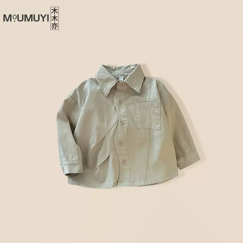 儿童纯色衬衣2025春季新款男童韩版长袖纯棉衬衫洋气宝宝春款上衣