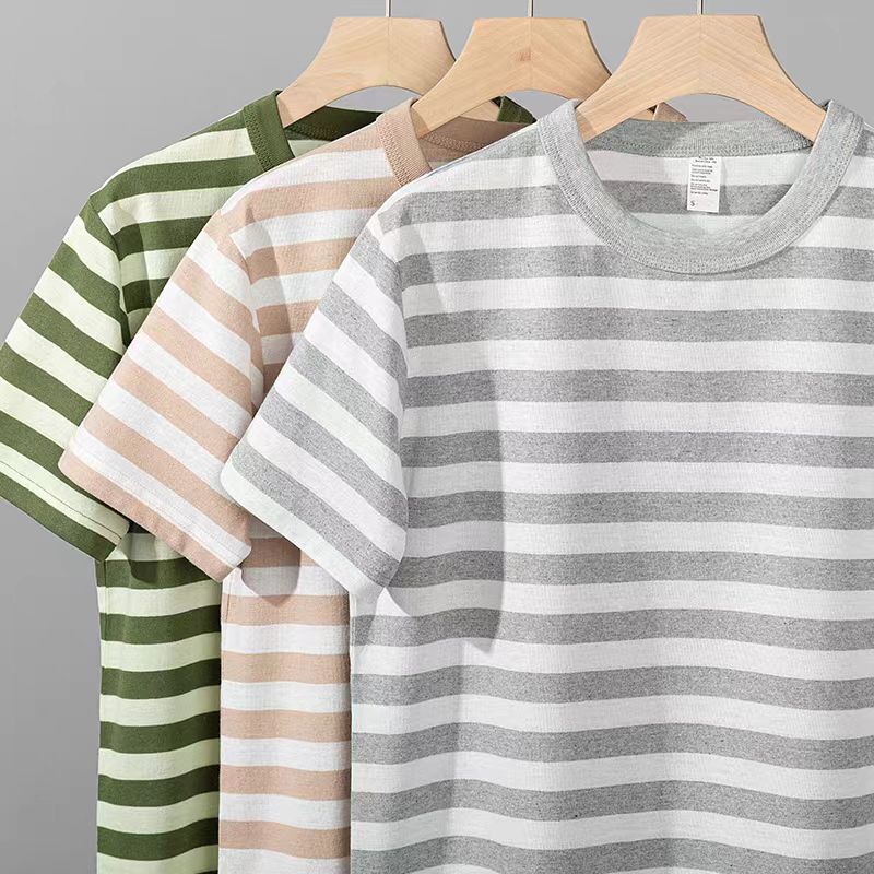 230g Heavy Weight Carbon Brushed Soft Sunscreen Color Strip Classic T-Shirt