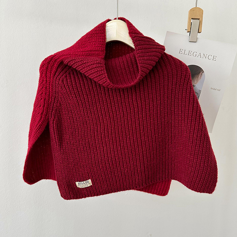 Nuevo color a juego split pullover bufanda chal estilo coreano versátil grueso cálido cuello protección exterior chaleco bufanda