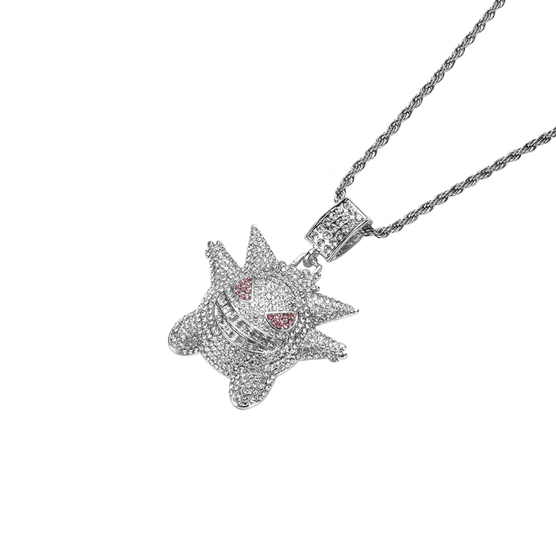 Hip-hop collar de diamantes cubano Hip-hop Pokémon Elf Anime Pet Elf Geng Ghosts Colgante de aleación image 8