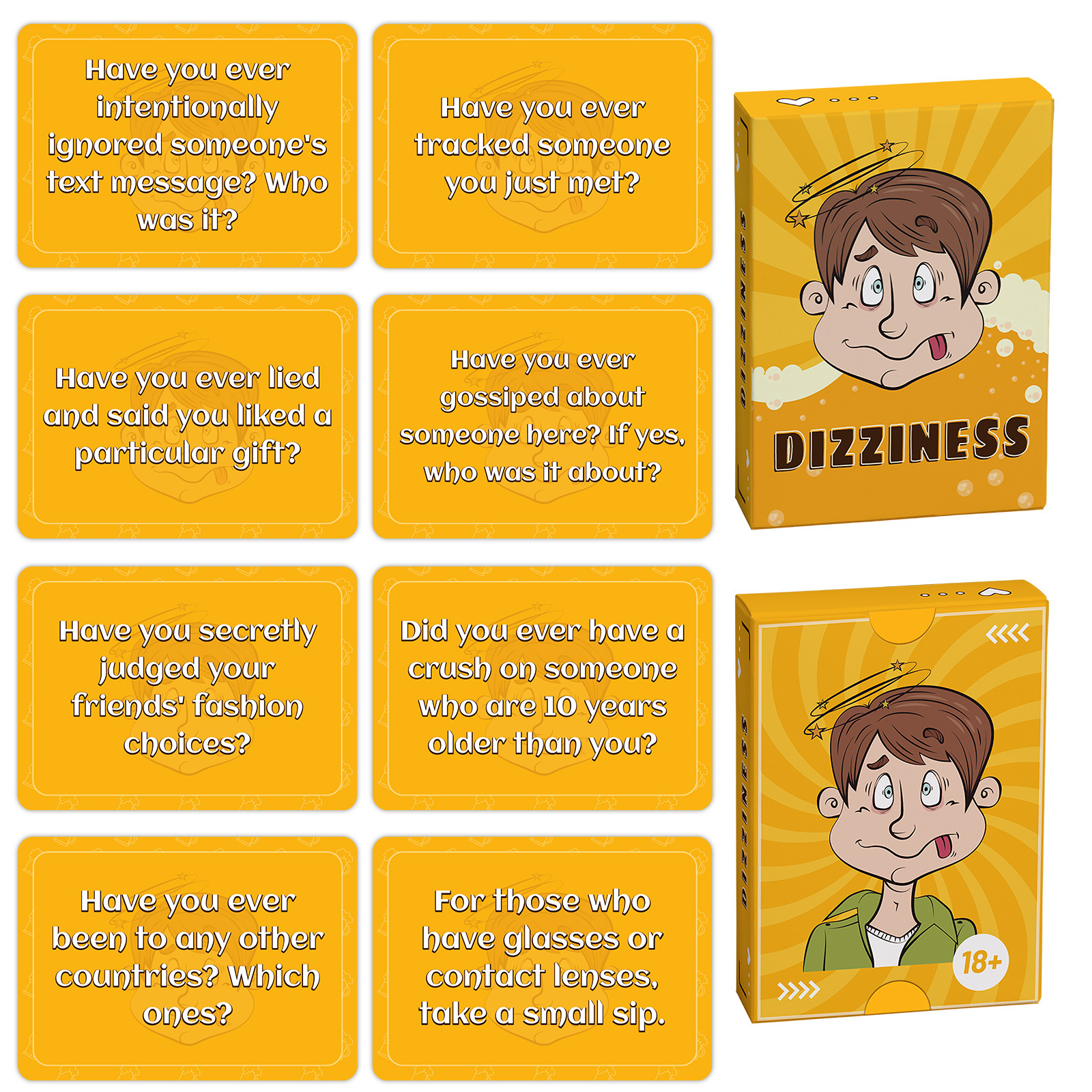 50 carte da gioco da tavolo giallo brillante a tema transfrontaliero, carte di riscaldamento per feste per adulti, attività di team building._voghion.com