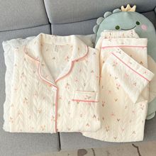 空气夹棉睡衣女长袖秋冬款加厚夹层甜美碎花高级感保暖家居服冬季