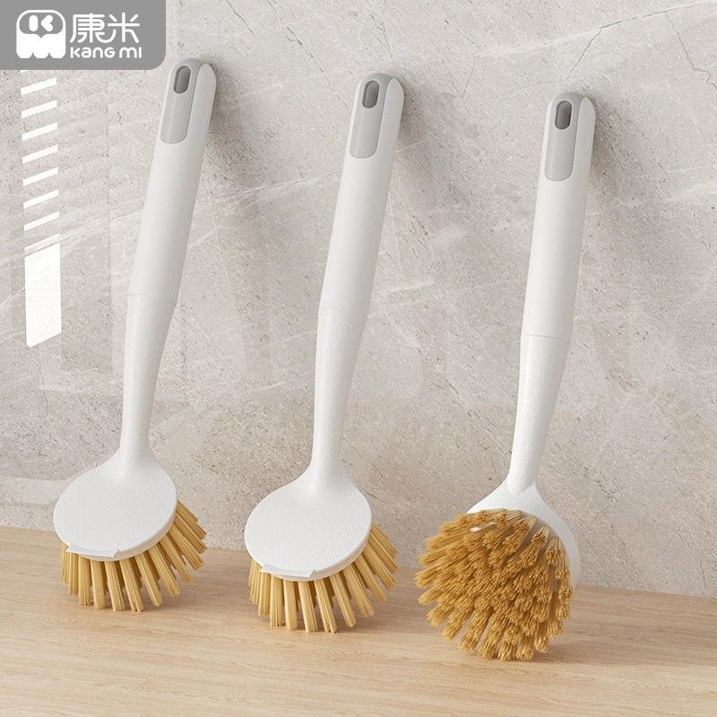 Специальная распродажа - Бытовая щетка для кастрюль с длинной ручкой, волшебная кухонная пластиковая щетка для чистки плиты, щетка для мытья посуды с деревянной ручкой.