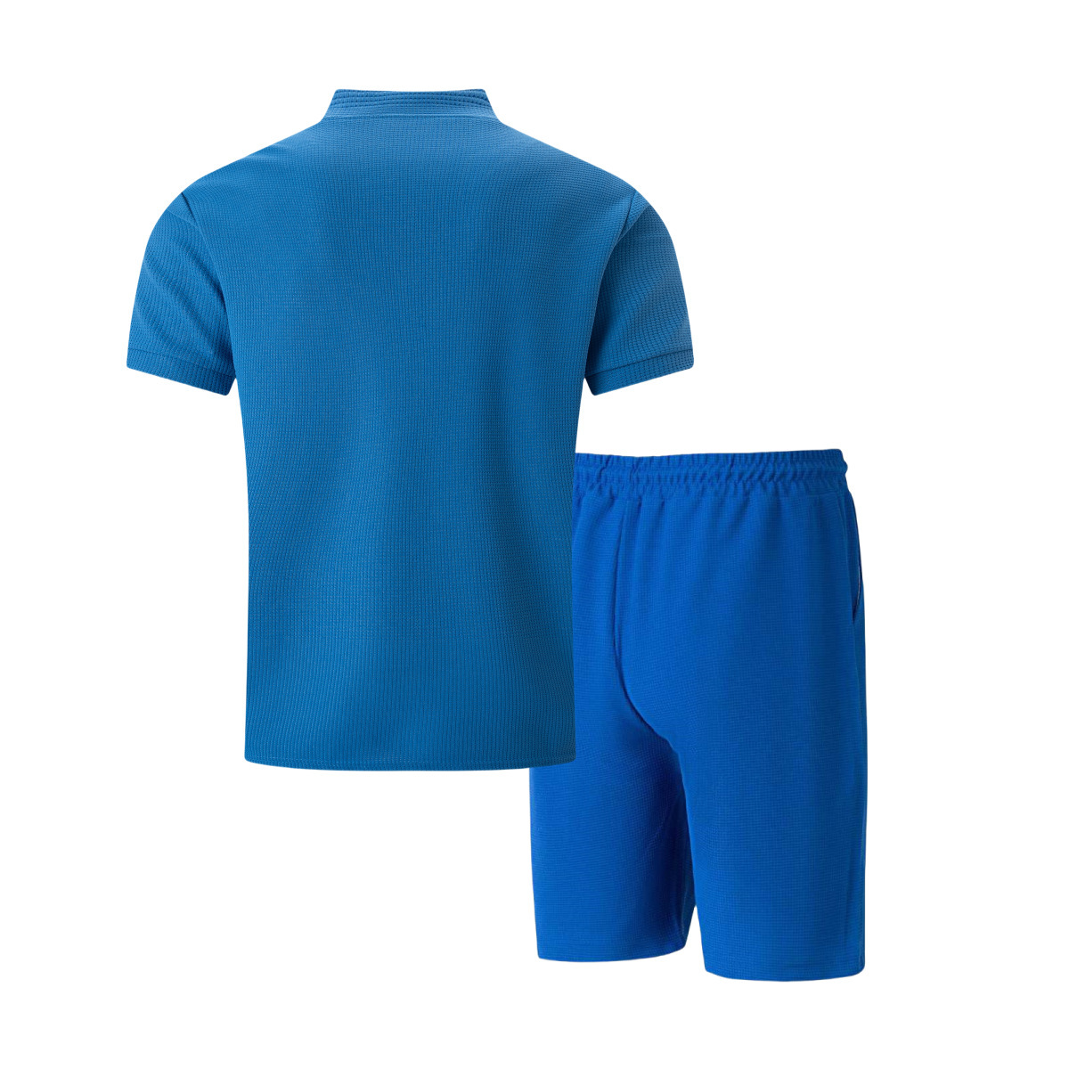 Men's Waffle Stand Collar Zip Set Casual Breathable Short Sleeve_voghion.com