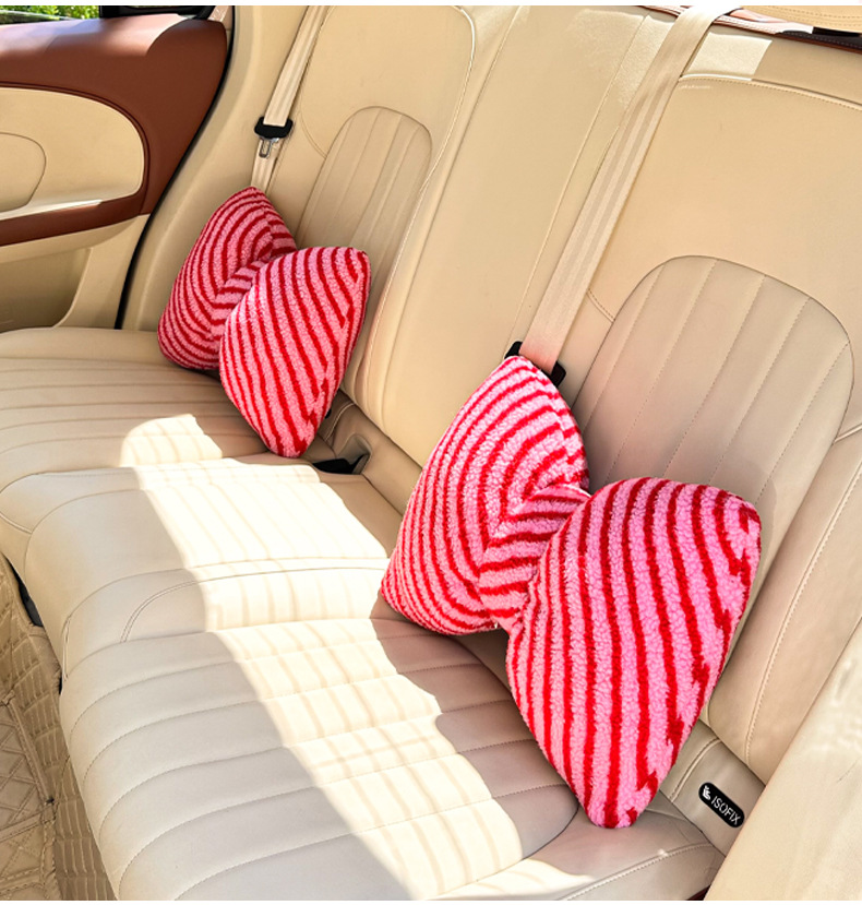 2026 New Car Accessories: Moon Velvet Striped Headrest and Lumbar Support, Yellow Headrest and Lumbar Support