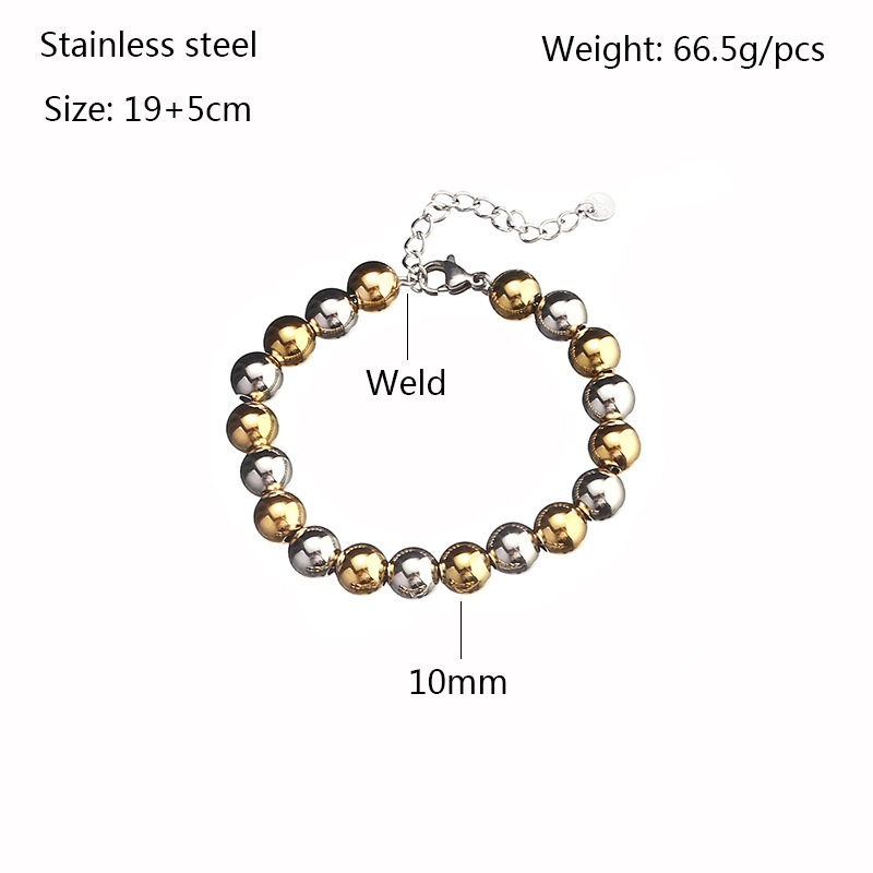 70g Weight Retro Ball Stainless Steel Plating Men's Bracelets