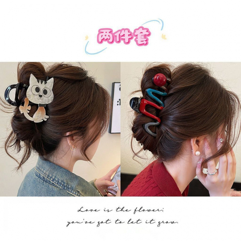女性用のキュートでかわいいクマのヘアクリップ、2025年の新しいハイエンドのサメのヘアクリップ、後頭部のヘアクリップ、ヘアクリップ|undefined