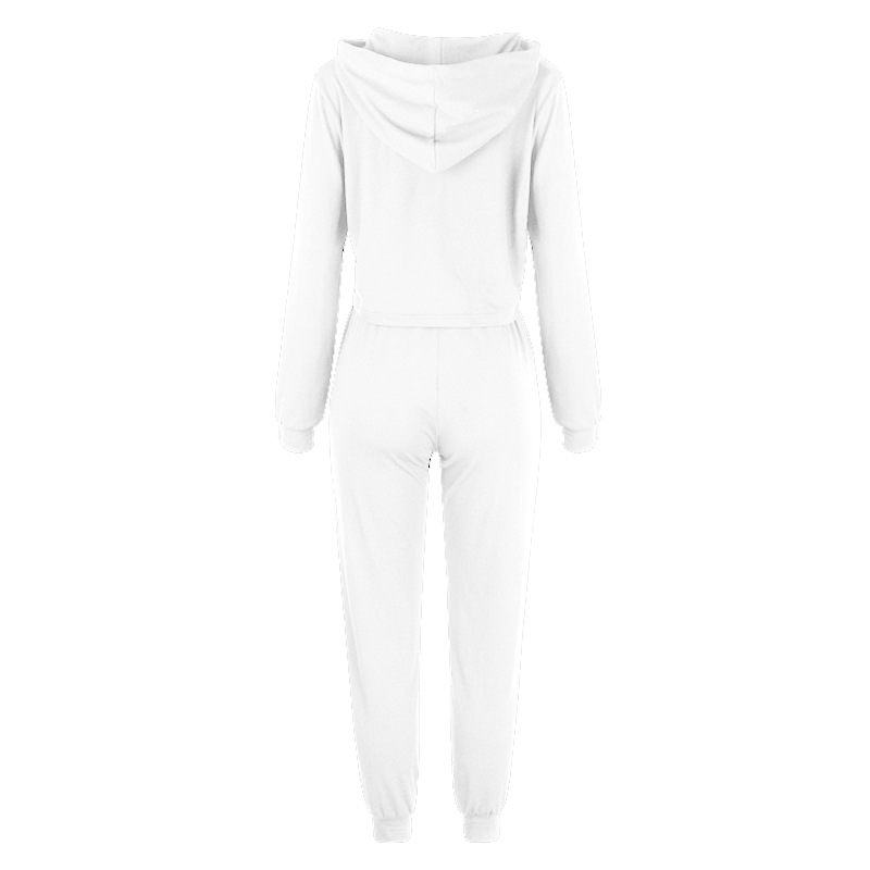 solid color long-sleeved hooded pajamas set NSZH37432