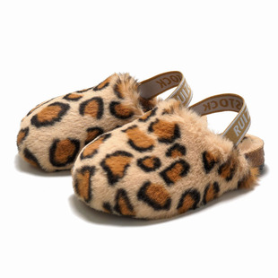 RUIZUSTOCK autumn and winter parent-child children's cork cotton shoes girls' fluffy sandals and slippers boys' fleece-lined warm sandals