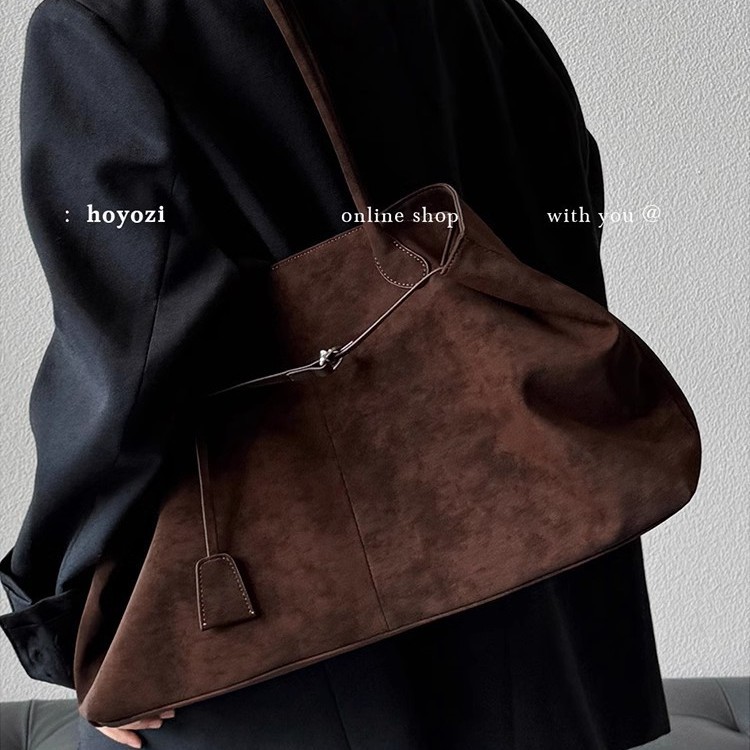 High-Texture Tote Bag For Women Autumn/Winter 2024 New Suede Large Capacity Commuter Handbag Shoulder Travel Bag - Thumbnail 2