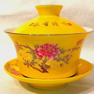 中号4.8寸320毫升带盖茶盖碗盖碗子宁夏八宝茶咖啡餐厅实用型批发