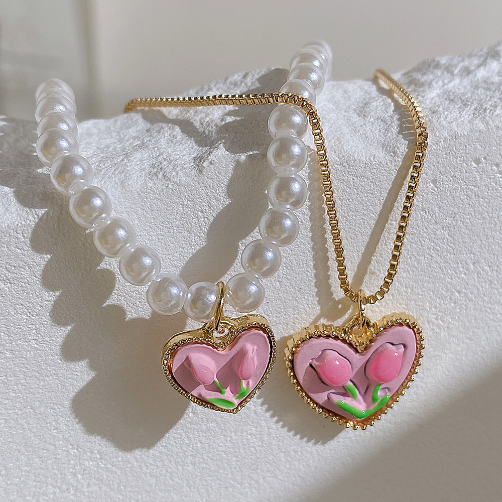 Fashion Heart Shape Flower Alloy Wholesale Layered Necklaces display picture 5