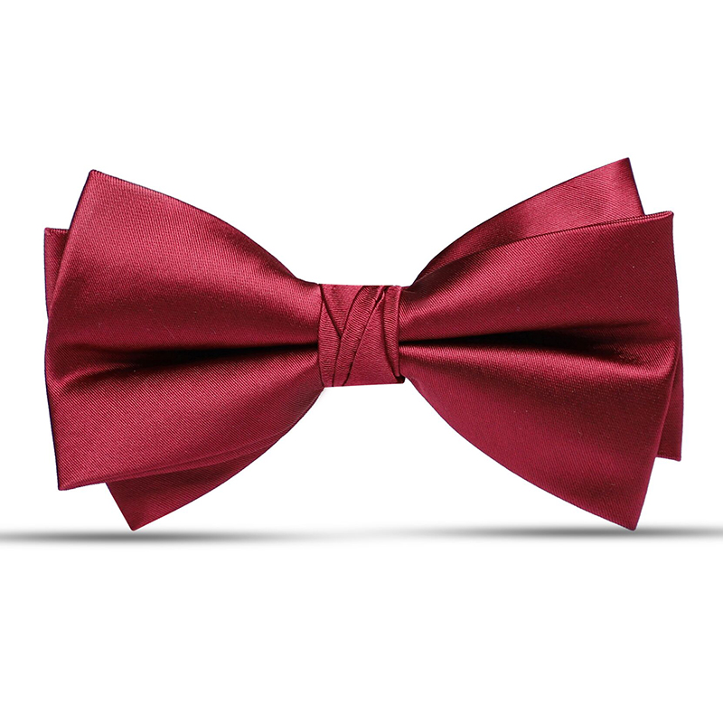 모조 손으로 묶은 버건디 광택 나비 넥타이