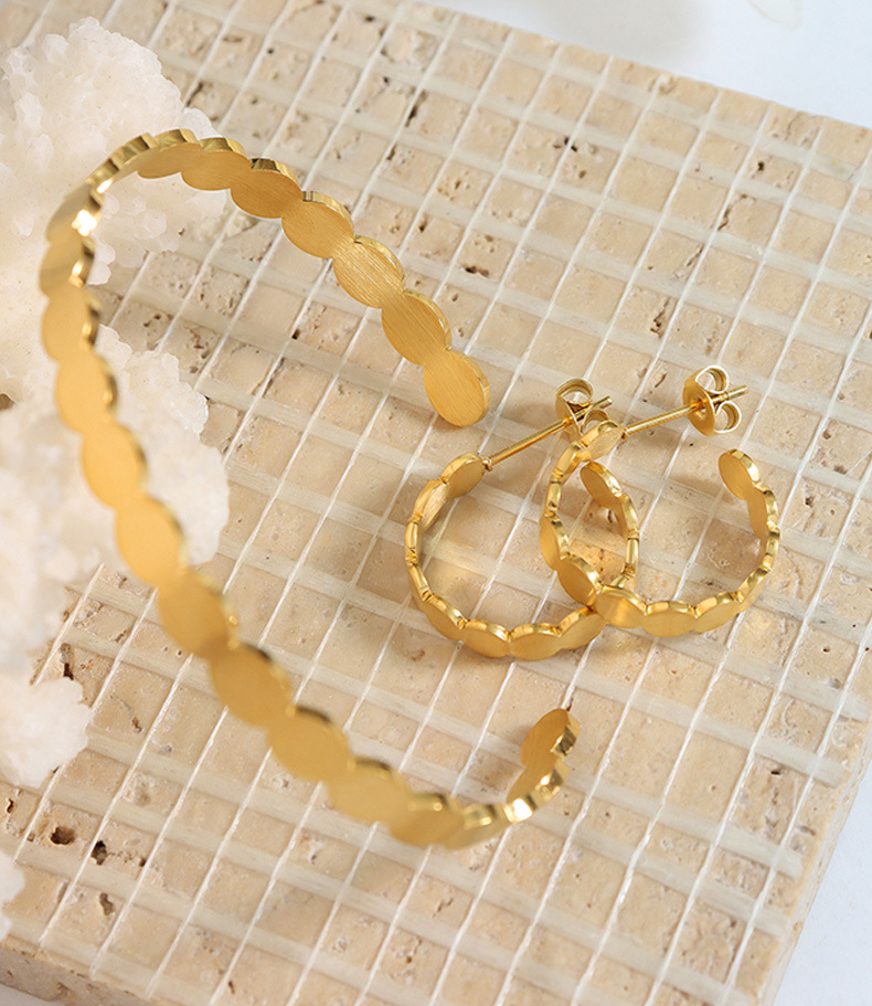 Fashion C Shape Titanium Steel Plating Bracelets Earrings