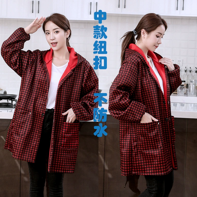 [Специальное предложение от производителя] Фартук для взрослых на молнии с тонкой флисовой подкладкой и длинными рукавами для работы на кухне.