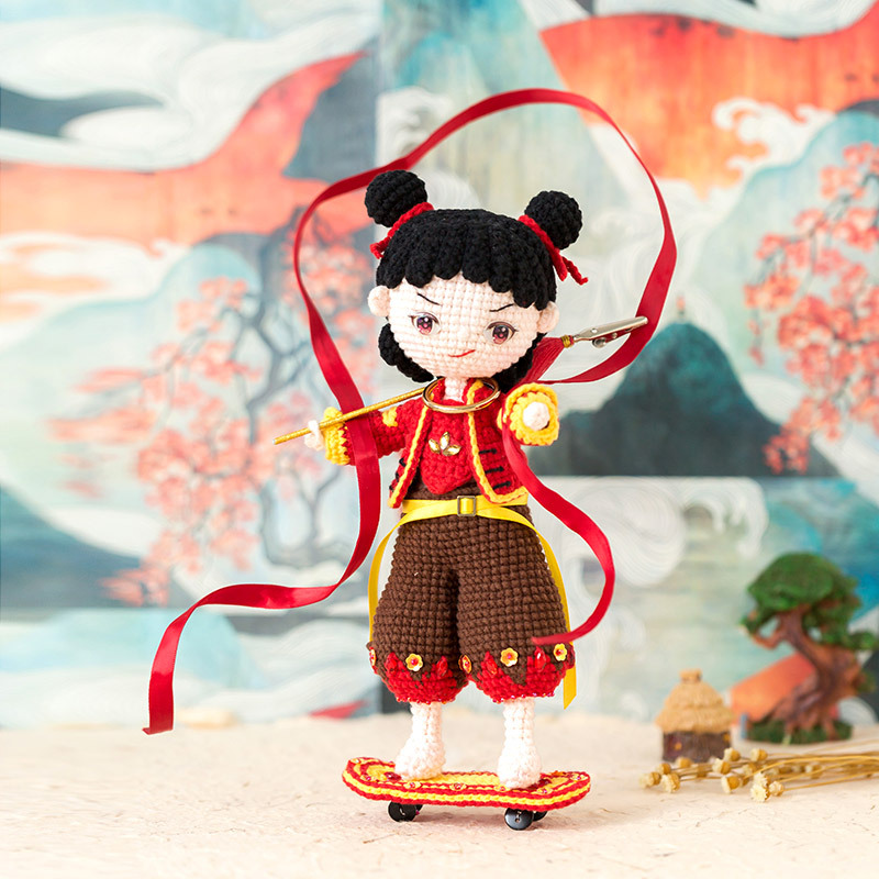 苏苏姐家潮童哪吒玩偶diy毛线制作礼物编织娃娃钩针材料包尛
