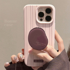 ピンクとブラウンのストライプのiphone16promax携帯電話ケース、Apple 17コーヒー豆ホルダー、15、13、レトロ、11、ソフトに適しています。