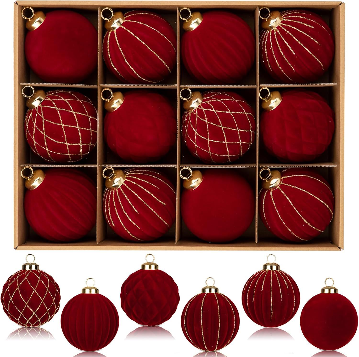 Ventas transfronterizas de floquete de Navidad bolas de Navidad decoraciones de Navidad colgantes de árboles de Navidad decoraciones de diseño fabricantes de cabello recto