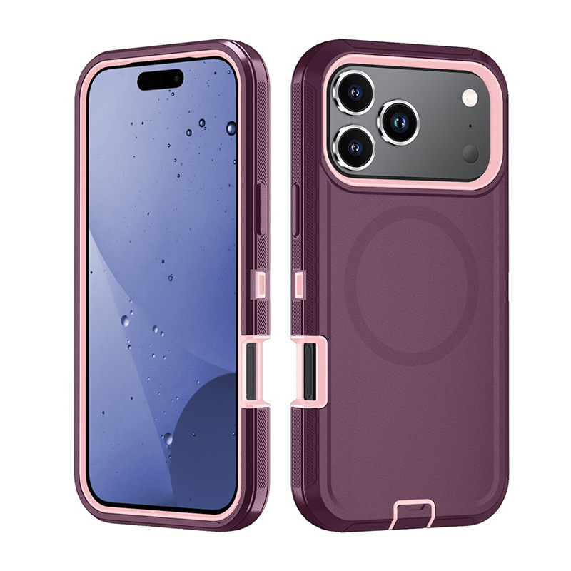 Apple 携帯電話ケース iphone17 Pro スリーインワン磁気携帯電話ケース、バッククリップホルダー付き、クロスボーダーモデルに適しています。|undefined