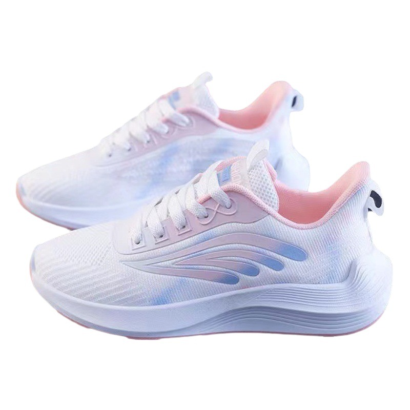 Zapatos casuales de mujer transpirables de fondo suave al aire libre ocio zapatilla volando tejido estudiante zapatos blancos Comercio exterior zapatos casuales planos
