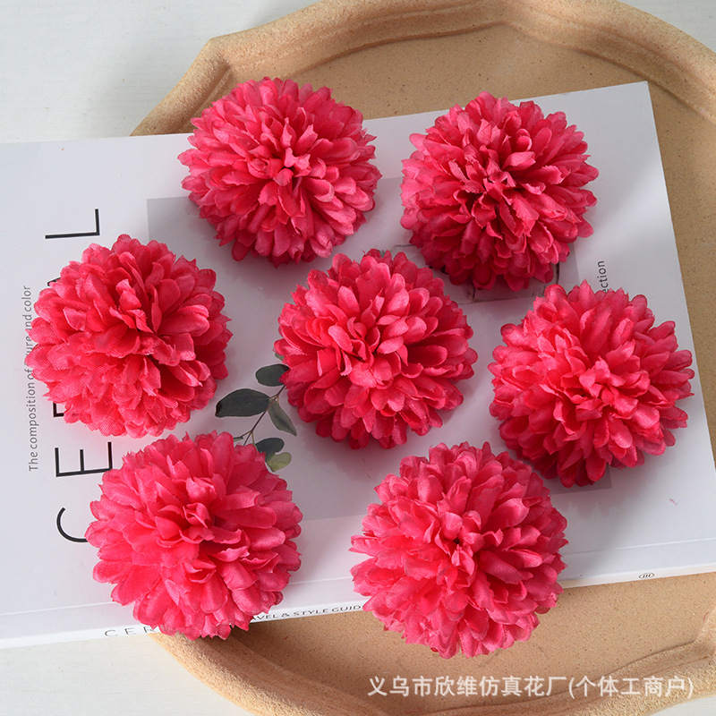 Flores de ping-pong DiDi material cabeza de flor sombrero de soltero chino diente de león adornos de cabello flores de ping-pong crisantemo cabeza de simulación de flores