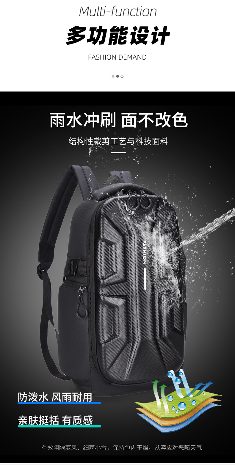 Amazon hardshell motorcycle-style backpack, men's water-resistant business computer bag, student travel large-capacity backpack undefined