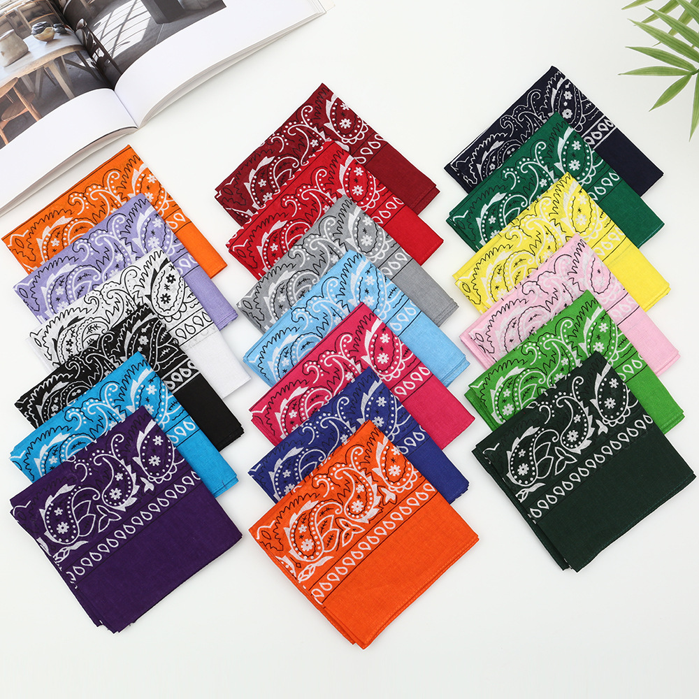 Amazon European and American Cotton Printed Square Scarf Cashew Amoeba Flower Square Scarf Cashew Hip-Hop Hip-Hop Headscarf Ready for Sale