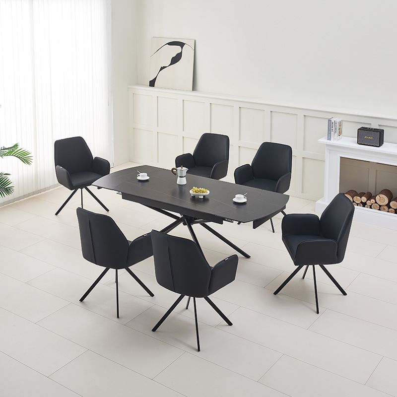 Mesa de comedor de tabla de roca de exportación plegable nórdica de lujo ligero y alta mesa de comedor plegable image 3