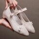 2024 New Chinese Style Women's Shoes Middle Heel 4cm Champagne Color Improved Guofeng Young Elegant Comfortable Embroidered Cloth Shoes