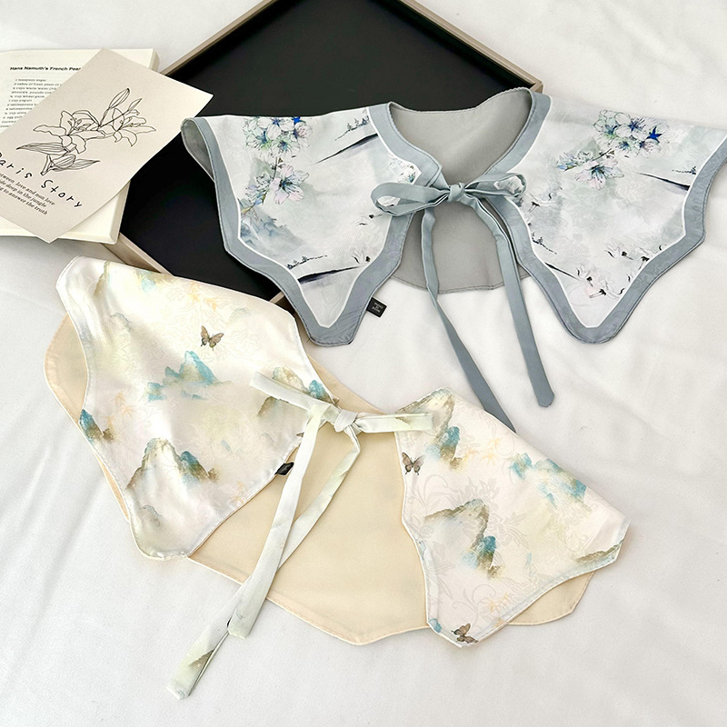 Cuello falso para niños, cuello falso de todo fósforo, cuello de hoja de loto, chal pequeño, cordones de alta calidad, chaleco pequeño de doble capa, bufanda de nube