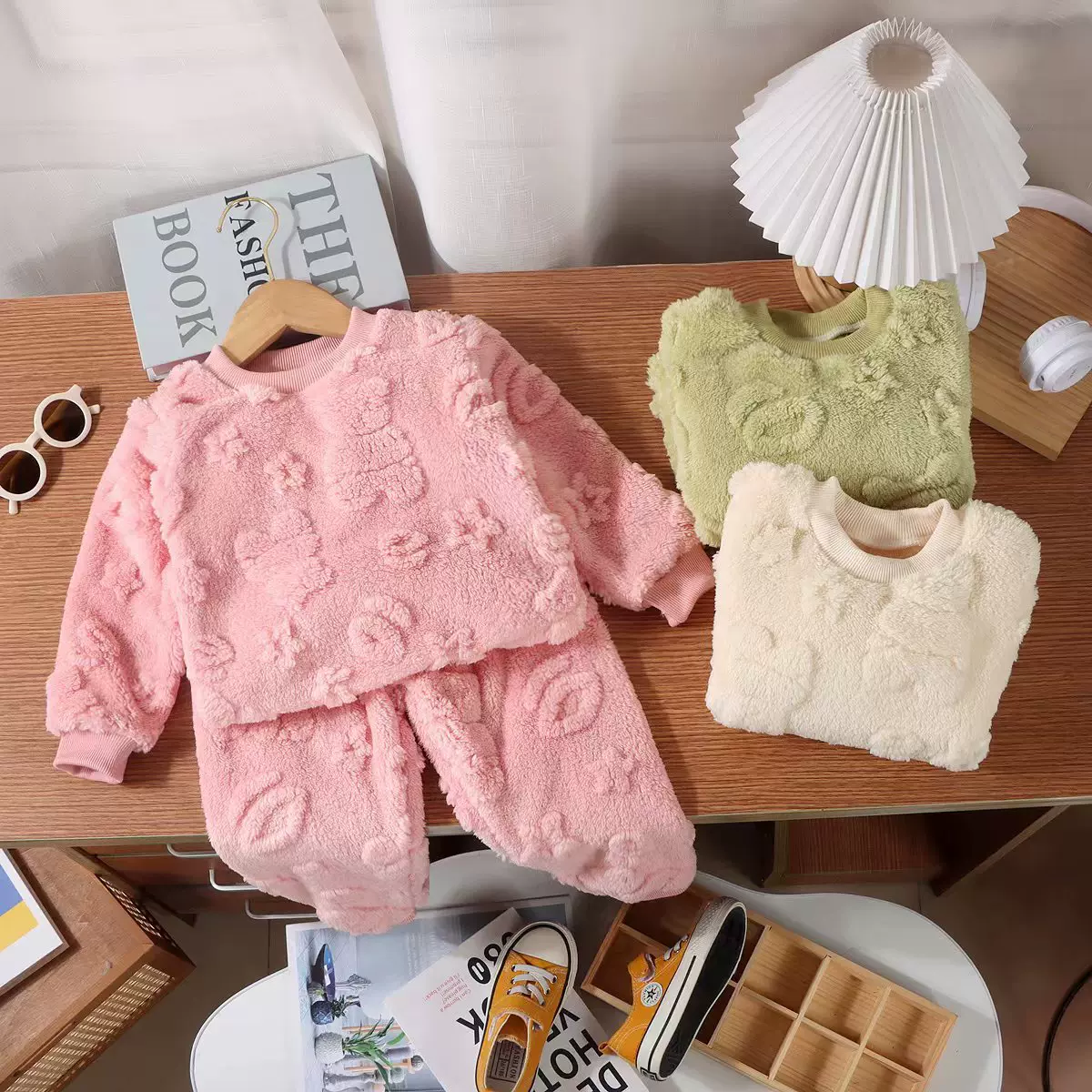 儿童睡衣套装女童冬装保暖加绒加厚家居服男宝宝中小童衣服法兰绒