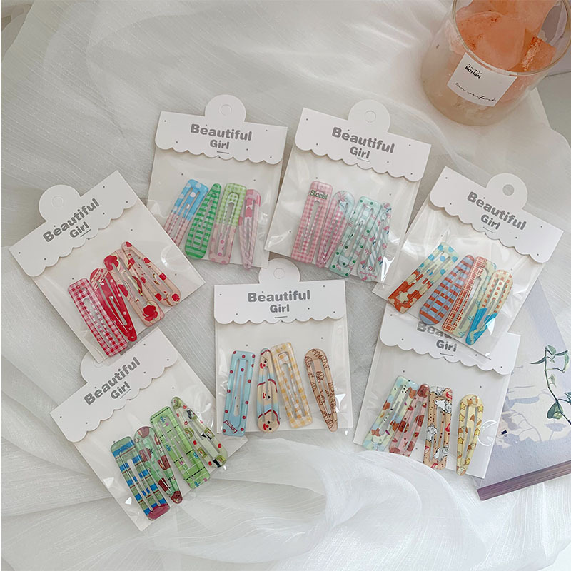 Sweet Colorful Fruit Print Plaid Bb Clip, Versatile Spring and Summer Hairpin for Bangs, Dopamine-Style Cute Side Fringe Clip for Girls