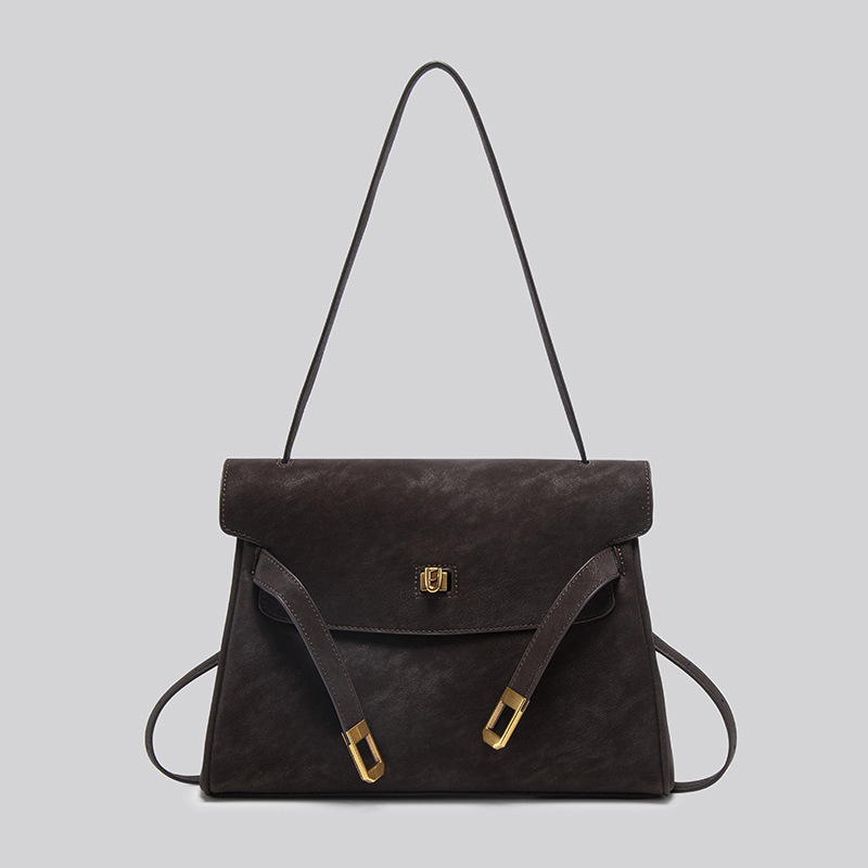 Nubuck Leather Kelly Armpit Bag for Women 2025 New High-End Retro Commuter Shoulder Bag Crossbody Tote Bag