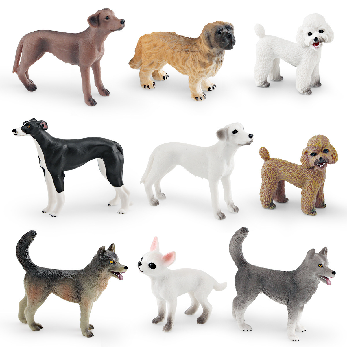 Exportación transfronteriza de simulación de perros de mascota modelo de perro de madera sólida grande Dobin Dorado Mesa Juguetes de decoración estática