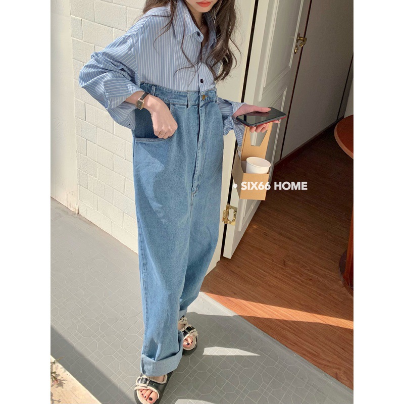 2022 Korean chic new pattern Easy shirt False two Mosaic Paige Jeans Jumpsuits