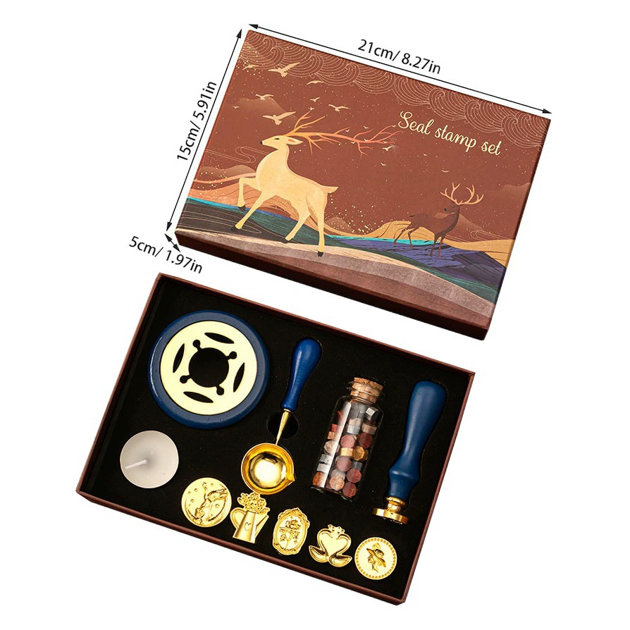 Костюм для печати огнеупорной краской Винтажная Подарочная коробка лося Огнестойкая краска для духовки Маленький круглый восковой костюм с деревянной ручкой Костюм для пожарной краски