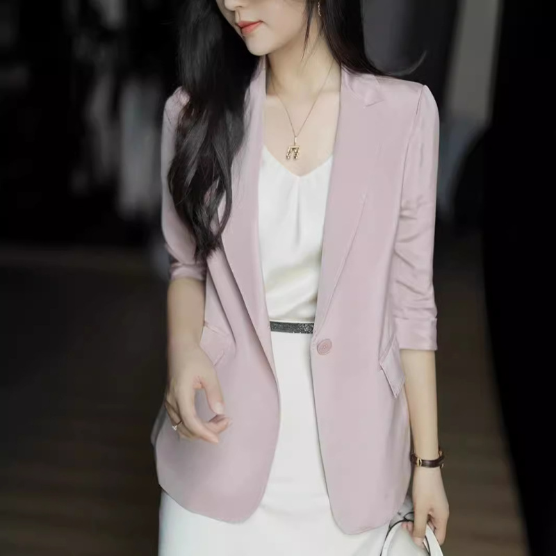 Foreign-style dyeing 30-meter heavy mulberry silk suit coat high-end quality elegant high-quality single product
